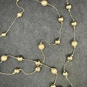 Gold Bead Layered Necklace – Triple Strand Statement – Adjustable Length